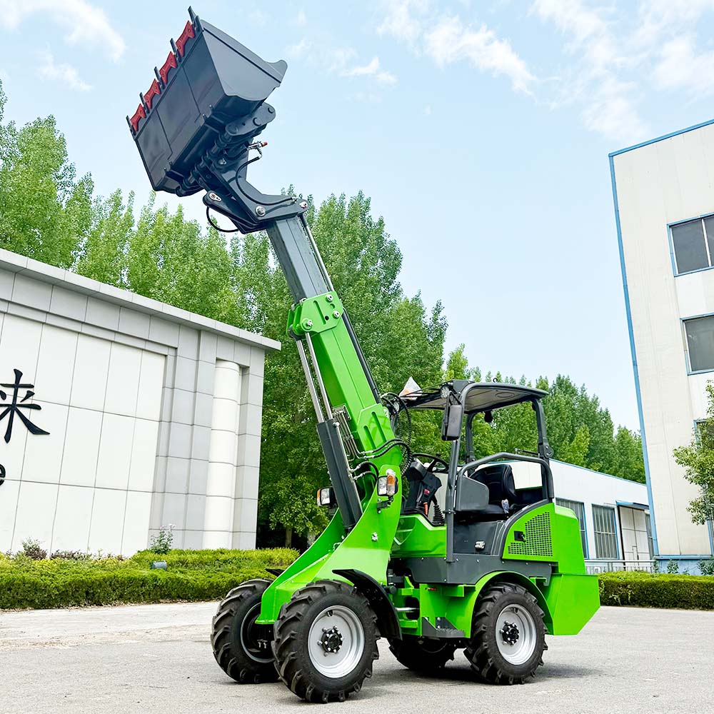 Electric front end loader for garden tractor