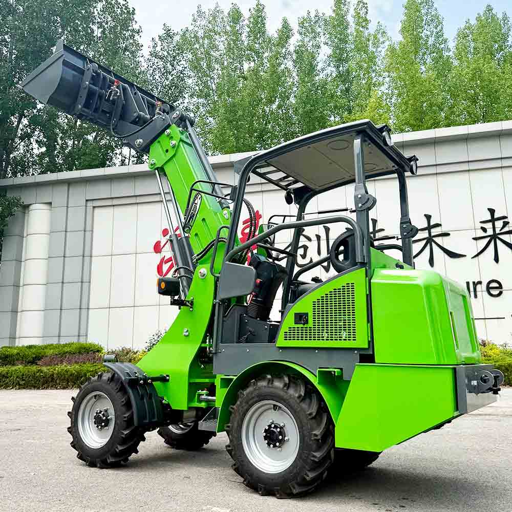 Electric front end loader for garden tractor