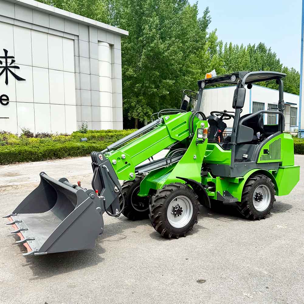 Electric front end loader for garden tractor