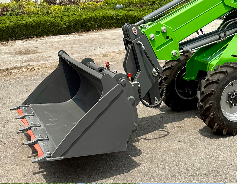 Electric front end loader for garden tractor